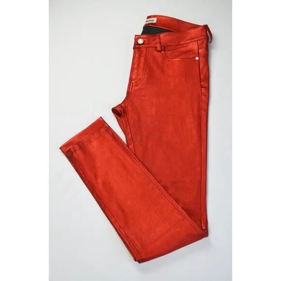NWT Zadig & Voltaire RED Phlame Metallic Lamb Leather Pants *Rare! - Picture 12 of 15